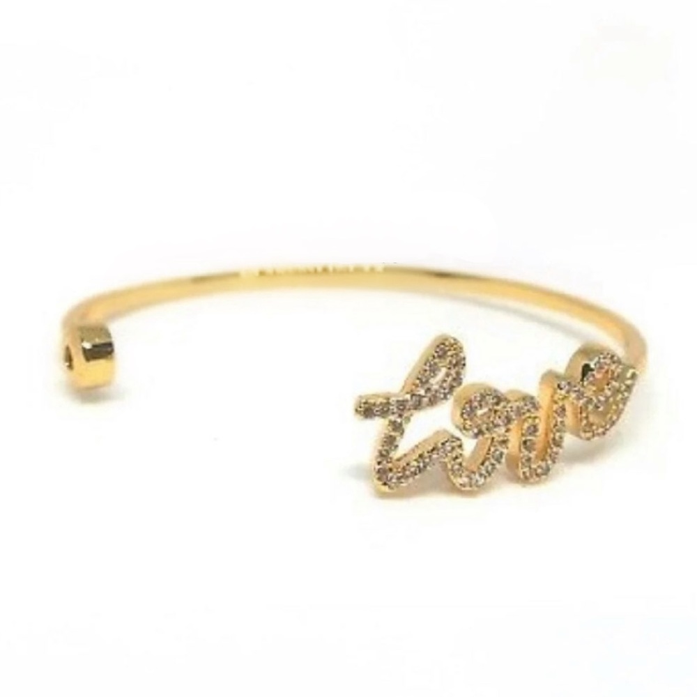 $88 Henri Bendel  - Pave Love Script Cuff Bracelet gold-tone